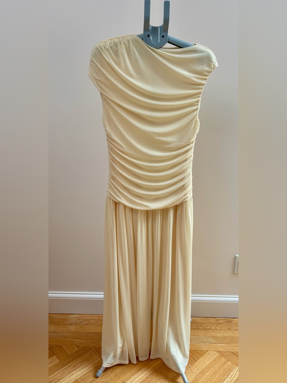 H&M Pale Yellow Ruched Maxi Dress